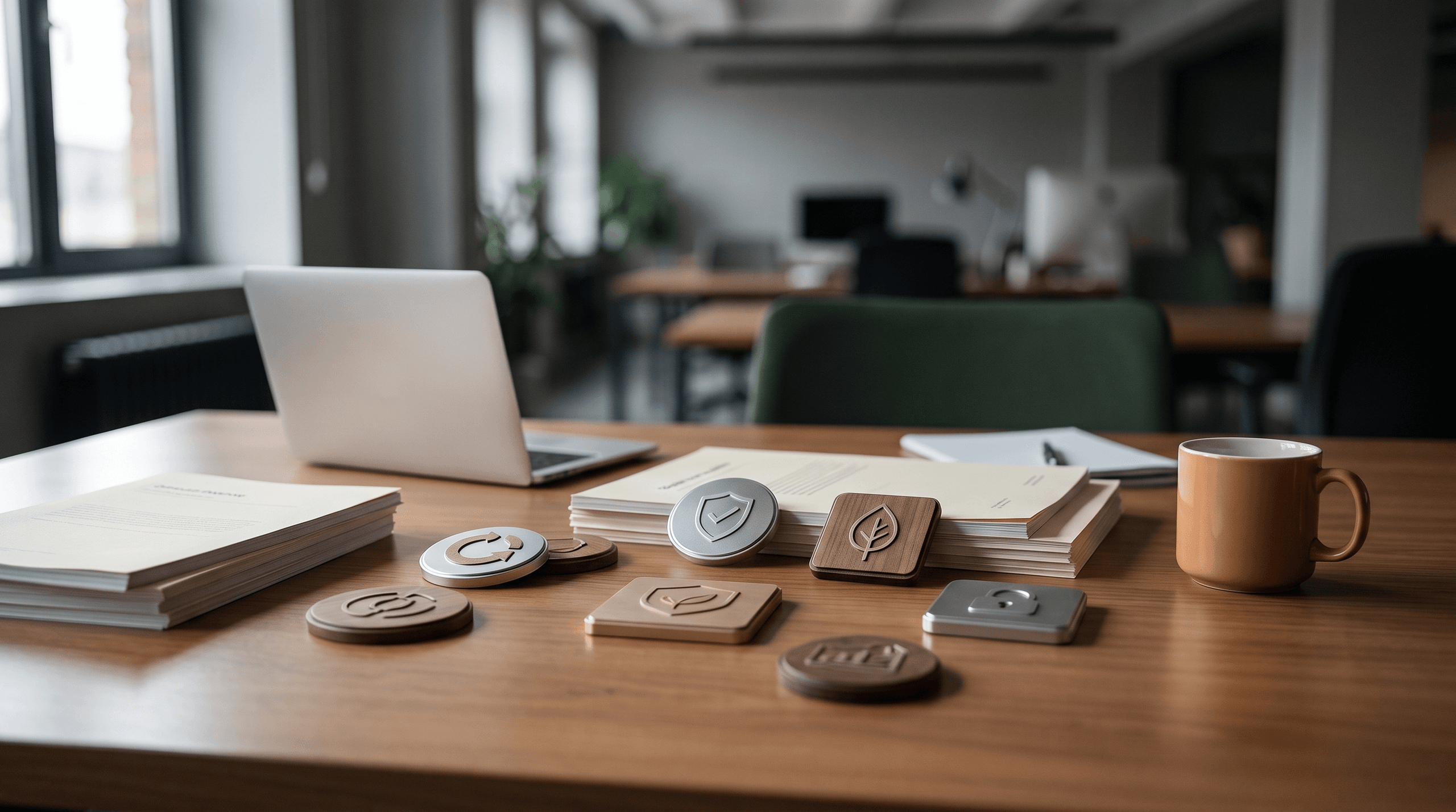 ITAD certifications logos on a desk