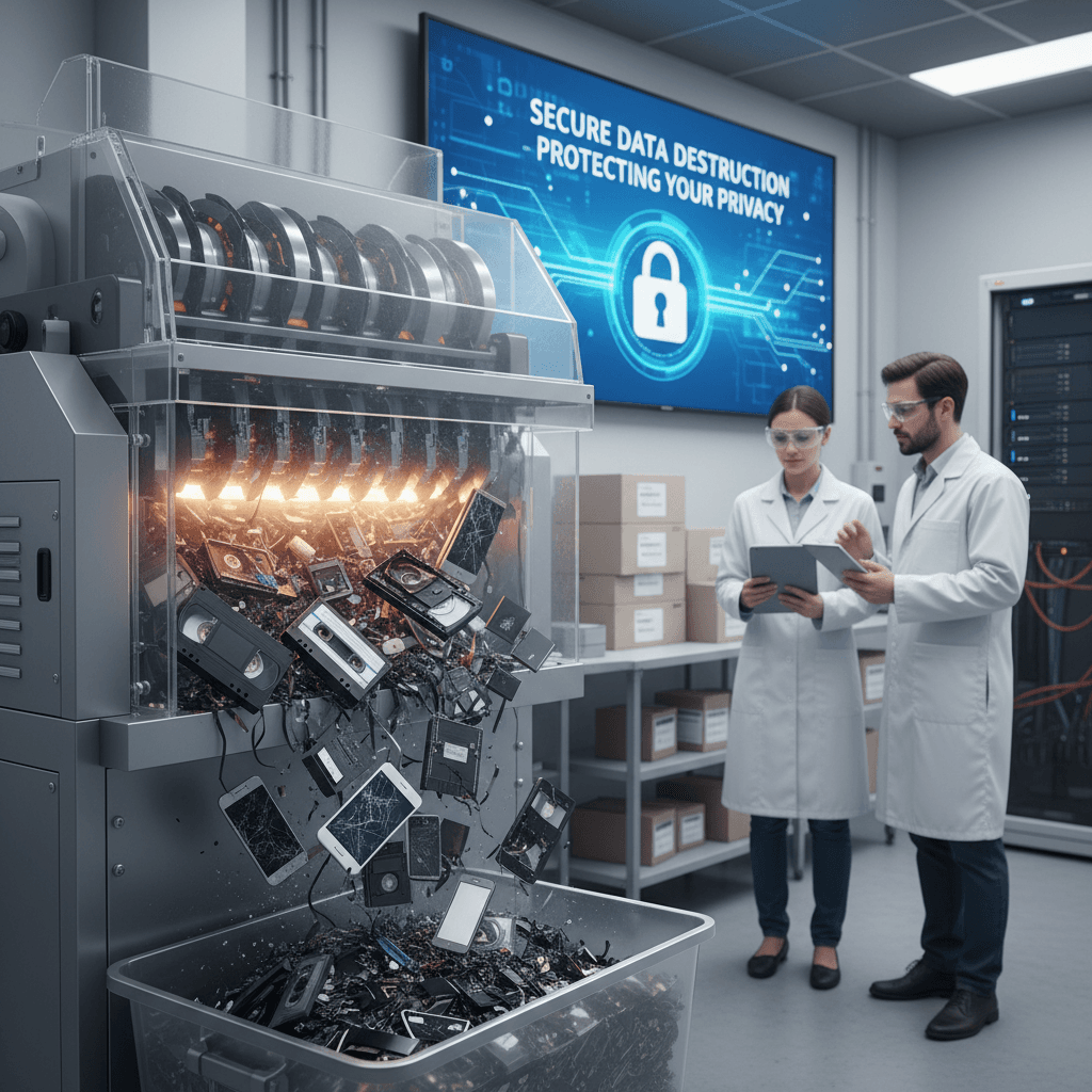 Secure media destruction techniques for various media types